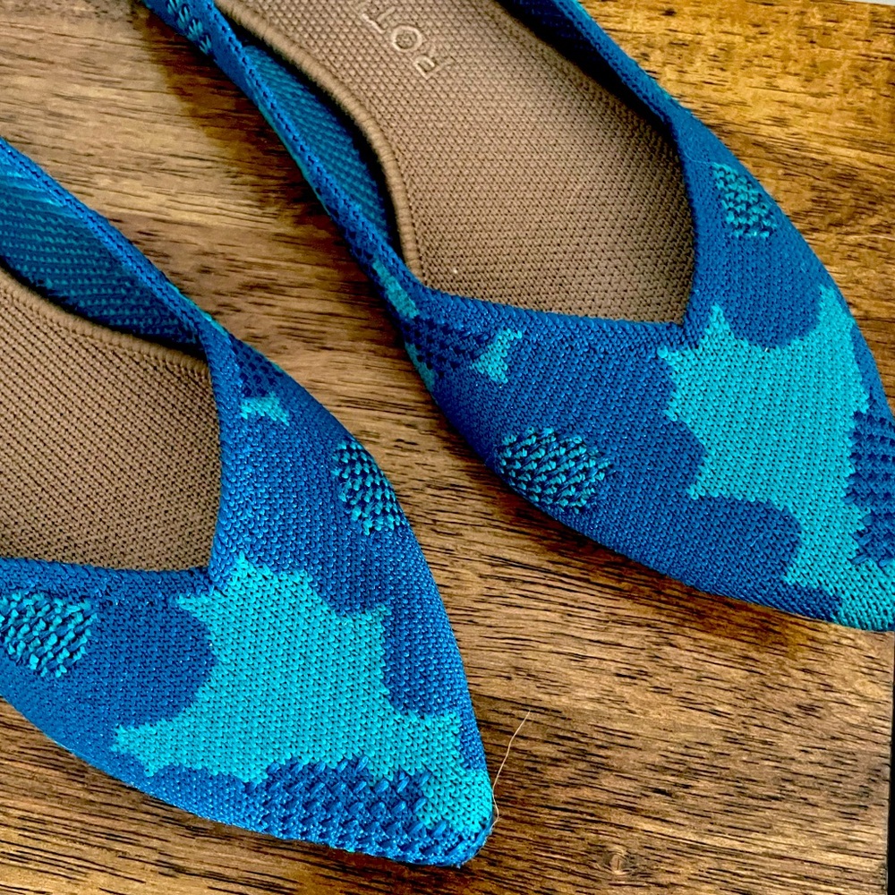 Rothy’s limited edition green and navy floral
